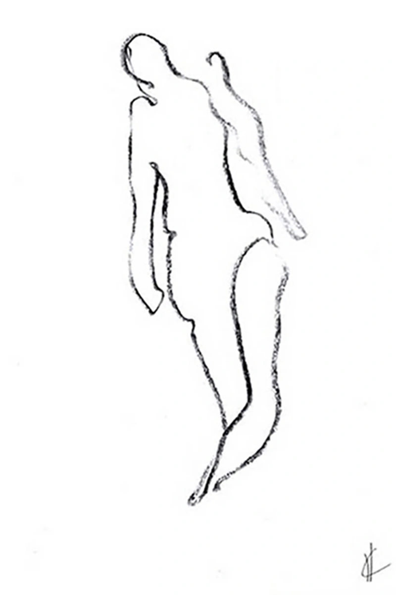 Black and white sketch, nude model