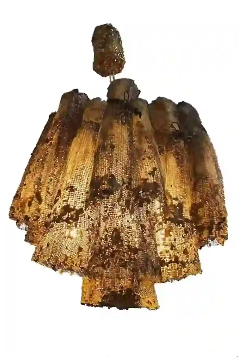 Handmade ceiling light in the shape of a honeycomb, unique custom design.