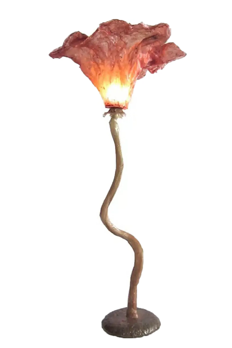 Handmade floor lamp in the shape of a flower, unique custom design.