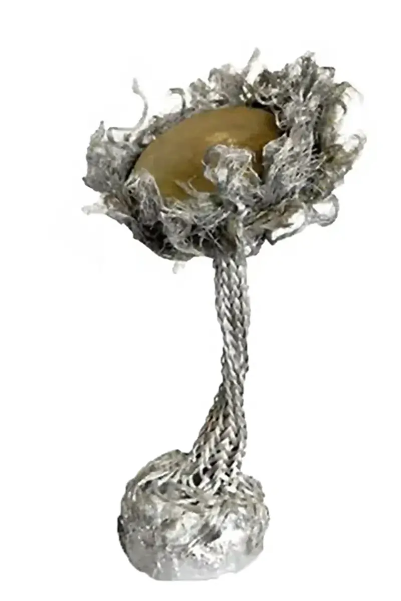 Sculpture of a sunflower, mixed media, expressionist.