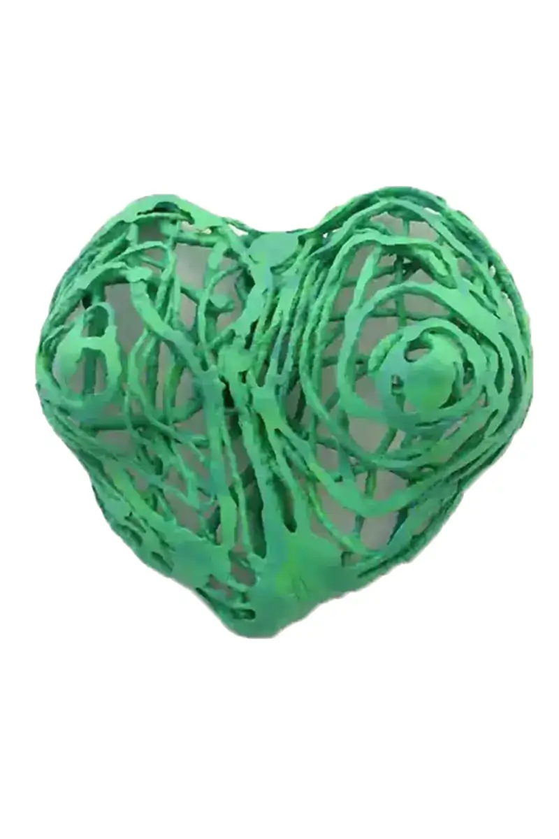 Wall sculpture of a female bust in the shape of a heart, mixed media, modern art.